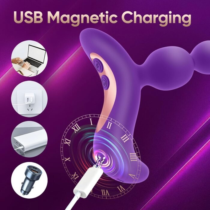 Vibrating Anal Beads Butt Plug - Sex Toys for Women and Men Anal Vibrator, Anal Toys Wand Prostate Massager, Adult Toys Vibrater Sex Novelties G Spot Dildo Sexual Pleasure Tools for Couples (Purple) - Image 5