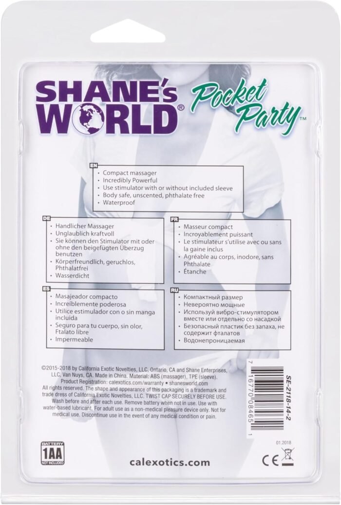 CalExotics Shane’s World Pocket Party - Waterproof Bullet Vibrator - Adult Toys for Couples - Pocket Vibrator with Rabbit Tip - Purple - Image 6