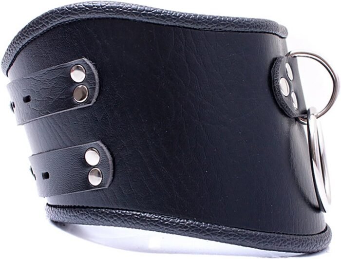 Adult Sexy Role-Playing Restraints O Ring Choker Dog Collar Leather Locking Neck Bondage Collar for BDSM (Pulling Rope,Padlock 2 Pieces) - Image 3