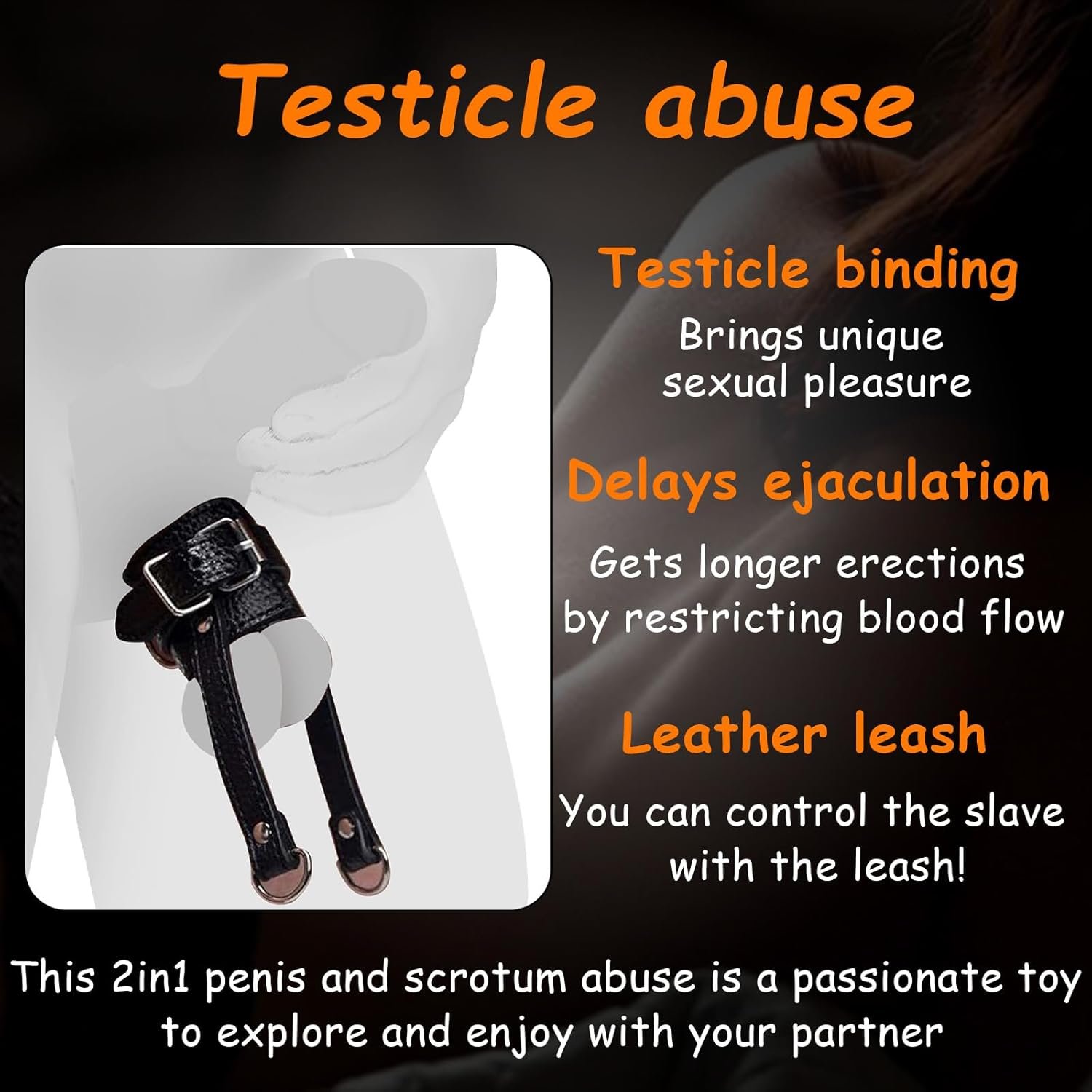 Scrotal Bondage Rope Testicle Sex Restraints for Man, CBT Penis Testicle Crusher Cock Ring Sexual Pleasure Device Chains Leather Pennis Ball Scrotum Chain Scrotal Torture Toys Testicle Crusher CBT - Image 5