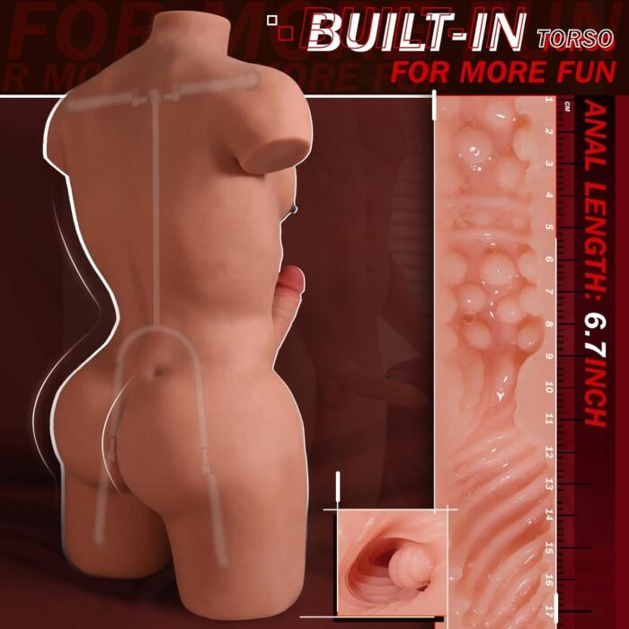 45LB Male Sex Doll with 9 Inch Dildo, Life Size Male Sex Doll Torso Half Body with Tight Anus, Realistic Gay Sex Dolls Dildo Torso for Anal Play, Adult Sex Toys for Men Gay Female Masturbation - Image 4