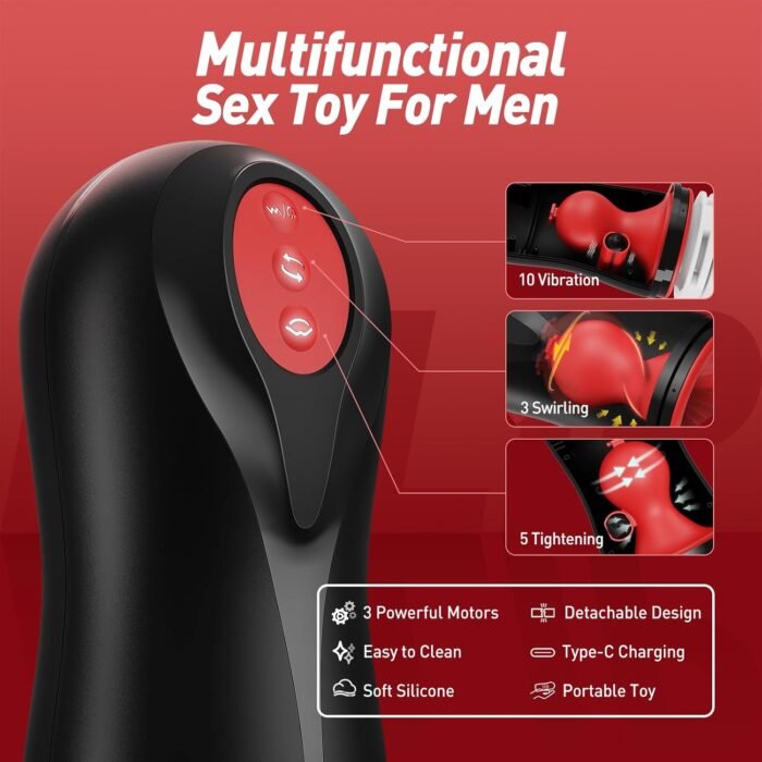 Tracy's Dog Male Masturbator Penis Pump - Male Sex Toys for Men with 3 Swirling 5 Tightening 10 Vibration Modes Sucking Penis Training Vibrator Glans Trainer Adult Toys Mens Sex Toys Enlargers - Image 3