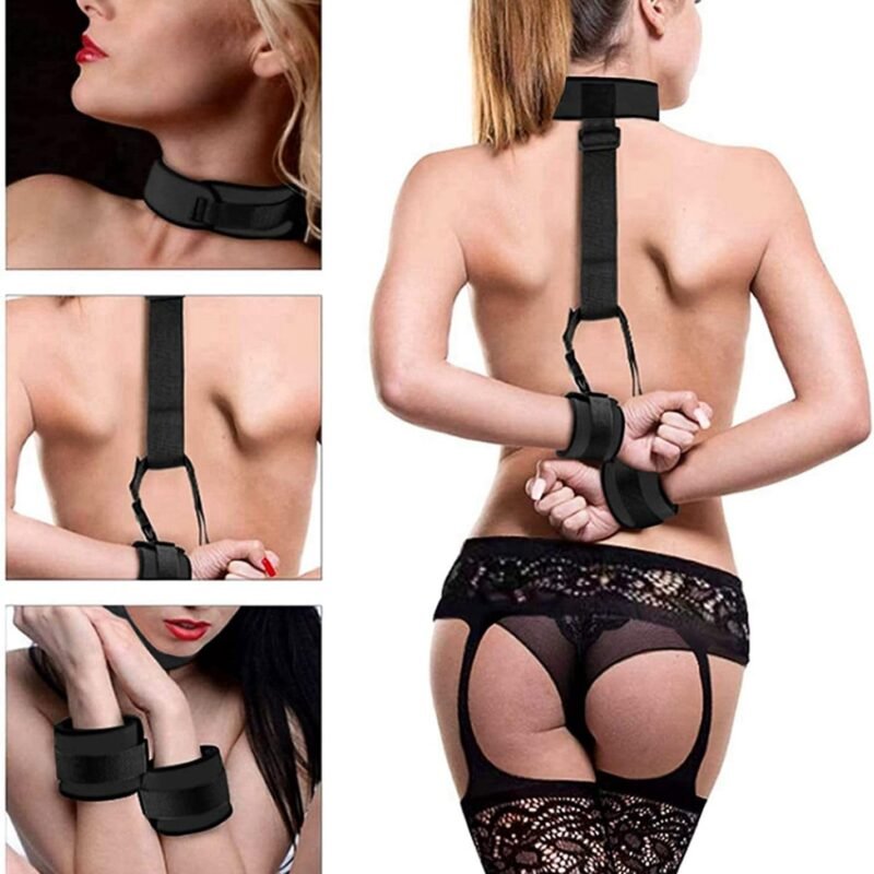BDSM Sex Bed Bondage Restraints Kit Set Toys Straps Cuffs for Ankles and Hands Thigh Ankle and Wrist Restraints Set Sex Handcuff Hand Cuff Bracelets Set for Women Adults Bedroom Toys Couples Sweater