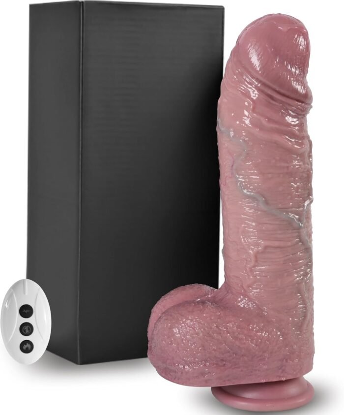 2.4 Diameter Thrusting Thick Dildo Sex Toys for Women, Realistic Huge Dildos with 3 Rotation Thrust Speeds & 9 Vibrations, Remote Control Heated Anal G Spot Dildo for Men Couple Advanced Play