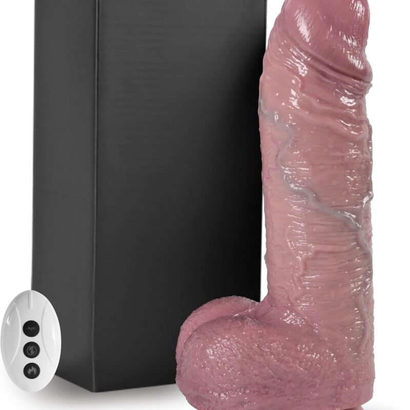 2.4 Diameter Thrusting Thick Dildo Sex Toys for Women, Realistic Huge Dildos with 3 Rotation Thrust Speeds & 9 Vibrations, Remote Control Heated Anal G Spot Dildo for Men Couple Advanced Play