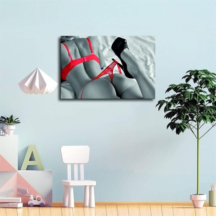 Stunning Sexy Woman Bedroom Erotic Canvas Wall Art Poster Art Canvas Wall Art Print for Wall Decor Room Living Room Bathroom Kitchen Decor Gift (12×18inch- Framed) - Image 2