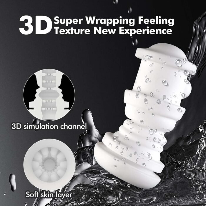 Male Masturbator Cup Adult Toy - Automatic Hands Free Penis Vibrator Pocket Pussy Stroker with 7 Thrusting & Vibrating Stimulation Modes Sex Toys for Mens Realistic 3D Sleeve Man Pleasure - Image 5