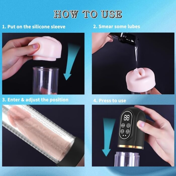 Penis Pump Penis Enlarger Extender with Lube,3 in 1 Men's Vibrator,Electric Penis Vacuum Pump with 12 Smart Training Modes,Penis Sleeve Male Masturbator Sex Toys for Men Bigger Stronger (Blue) - Image 4