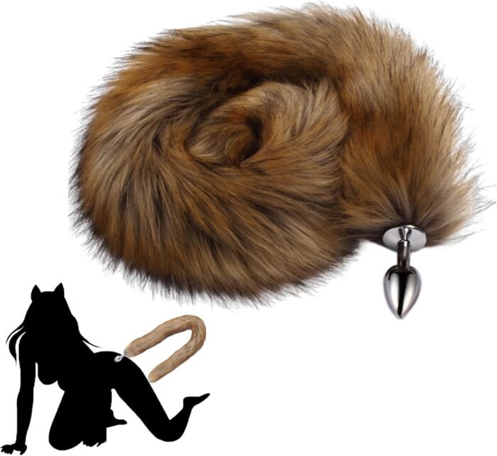 Sexy Fox Tail Anal Butt Plug Long Anales Toys But Plugs Faux Wild Animal Tail Stainless Steel Anus SM Cosplay Adult Sex Toy BDSM Bondage for Beginners Role Play Women Men Couples