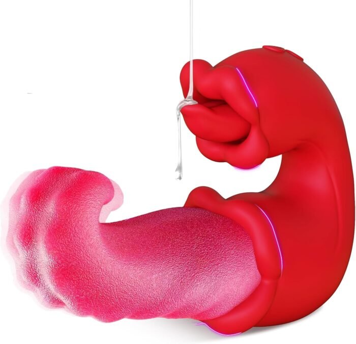 Vibrator Adult Sex Toys for Women - 4 in 1 Tongue Thrusting Vibrators Dildo Rose Sex Toys with 10 Licking Clitoral & 10 Vibration Mode, G Spot Clit Stimulator Tongue Toy for Women Couples Games