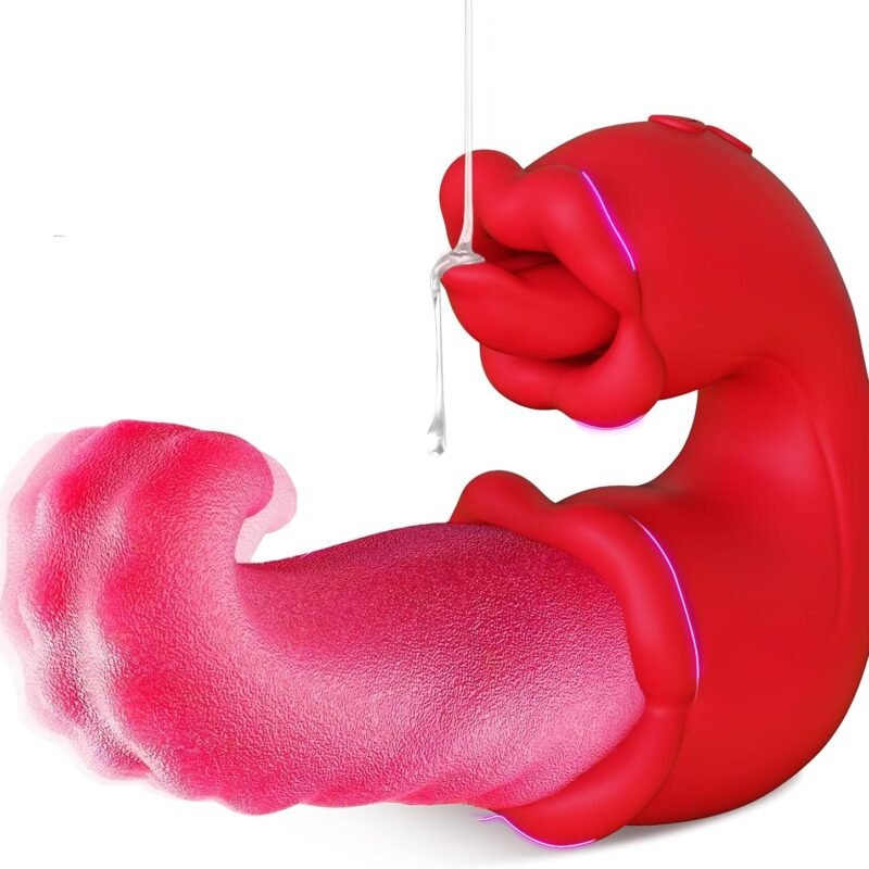 Vibrator Adult Sex Toys for Women - 4 in 1 Tongue Thrusting Vibrators Dildo Rose Sex Toys with 10 Licking Clitoral & 10 Vibration Mode, G Spot Clit Stimulator Tongue Toy for Women Couples Games