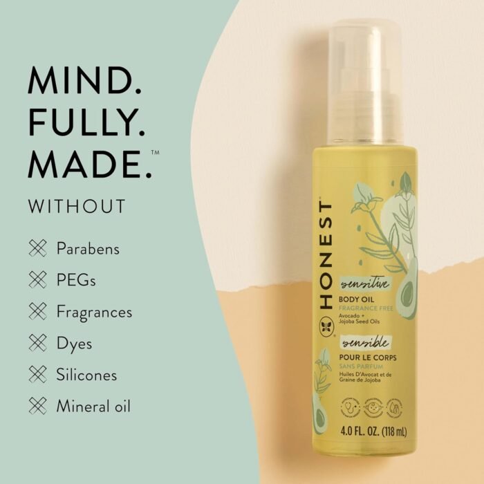 The Honest Company Fragrance Free Moisturizing Body Oil | Nourish + Soothe Baby's Skin | Plant-Based, Hypoallergenic, Vegan | 4.0 fl oz - Image 2