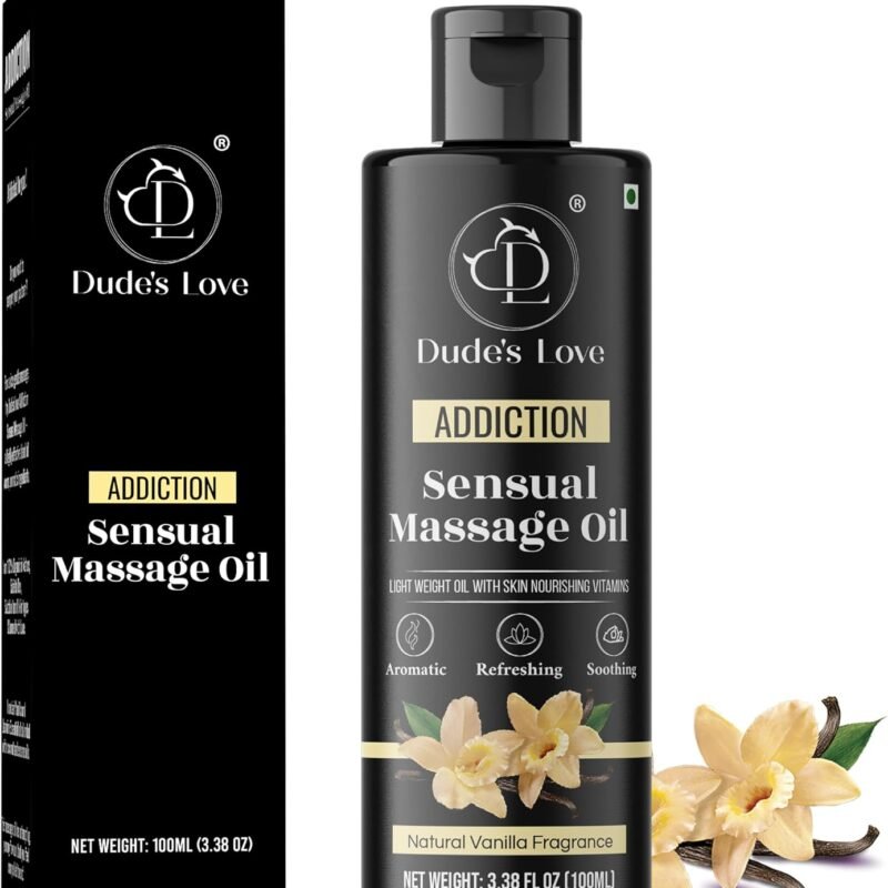 Organic - Sensual Delights -Vanilla Massage Oil - No Stain & Non-Sticky | with Fractionated Coconut Oil, Natural Vanilla & Jasmine | Nourish & Moisturise Skin for Date Night