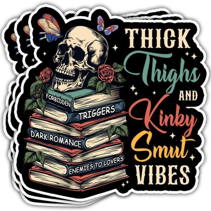 3Pcs Thick Thighs and Kinky Smut Vibes Sticker Reading Dark Romance Gift Book Lover Smut Booktok Gifts Bookish Skull Stickers Spicy Booktok Decals for Laptop Water Bottle Toolbox Phone Car 3"