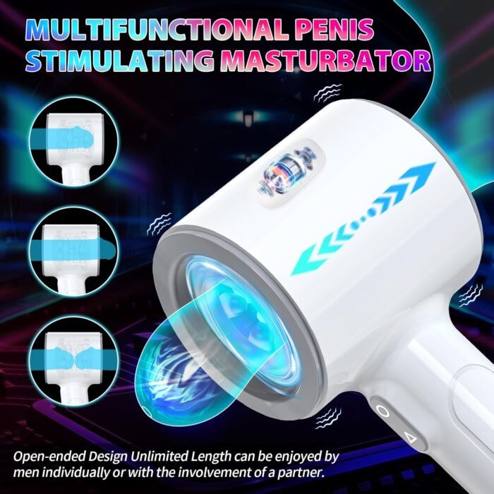 Automatic Male Masturbator, Foreglad Stroking Male Masturbators Cup with 7 Powerful Thrusting & Vibrating Modes, Blowjob Machine Pocket Pussy for Men, Dual Open-Ended Penis Sex Toys for Men（White） - Image 6