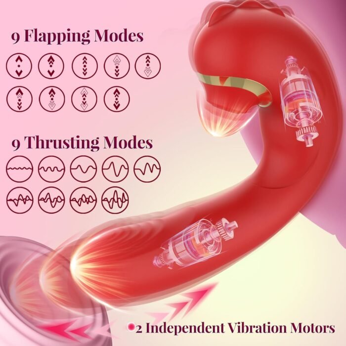 Vibrator Dildo Thrusting Sex Toys - 3 in 1 App Control G spot Adult Toys Clitoral Stimulator with 9 Thrusting & 9 Flapping Modes Dildos Vibrators for Women，Adult Sex Toys & Games for Female Couples - Image 3