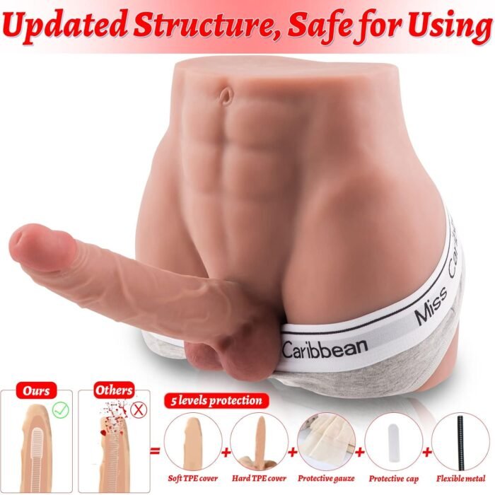 16.9lb Torso Male Sex Doll with Flexible Dildo Realistic Sex Huge Cock, Men Sex Dolls for Women Tight Anal Hole 8.5 in Cock for Female Masturbation, Unisex Masturbator Sex Toy for Men Women Gay Couple - Image 6