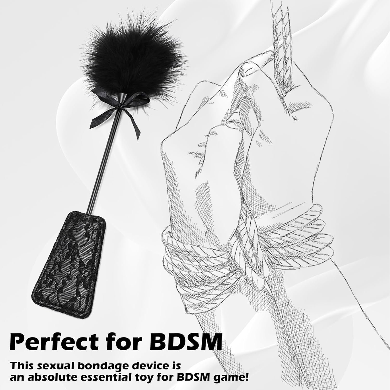 Dual Sides Feather Tickler Sex Feather Tickler Double Ended Spanking Paddles BDSM Tickler Fetish Tickling Sex Feather SM Paddle Teaser Adult Sex Toy Games for Women Men Couple Cosplay - Image 4