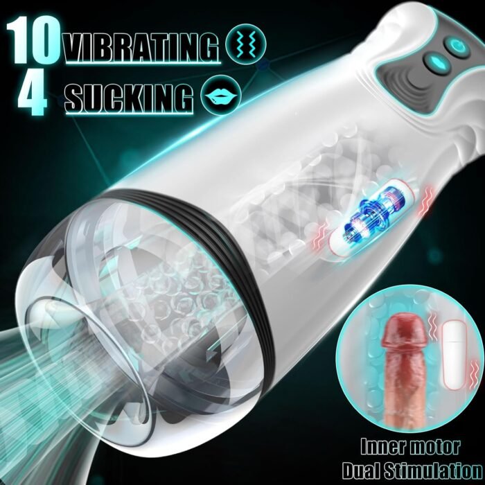 Automatic Sucking Male Masturbator，3 in 1 Male Stroker with 10 Vibration & 4 Suction & One-Click Climax, Hands Free Penis Pump with 3D Textured, Blowjob Toy Mens Adult Sex Toys for Men - Image 2