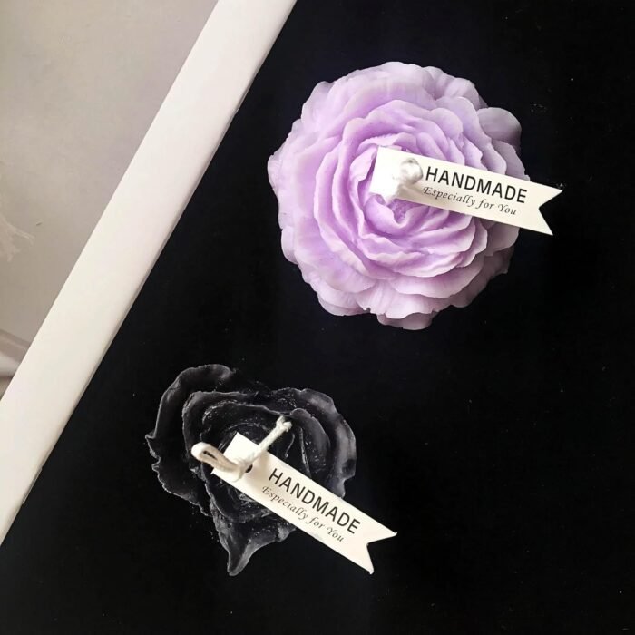 4 Pcs Low Temperature Candles Purple Peony Flower Shaped Black Heart Red Heart Blue Austin Rose Scented Starlight Gilded Candles Adult Low Heat Body Safe Drip Candles Wax Play for Couples - Image 9