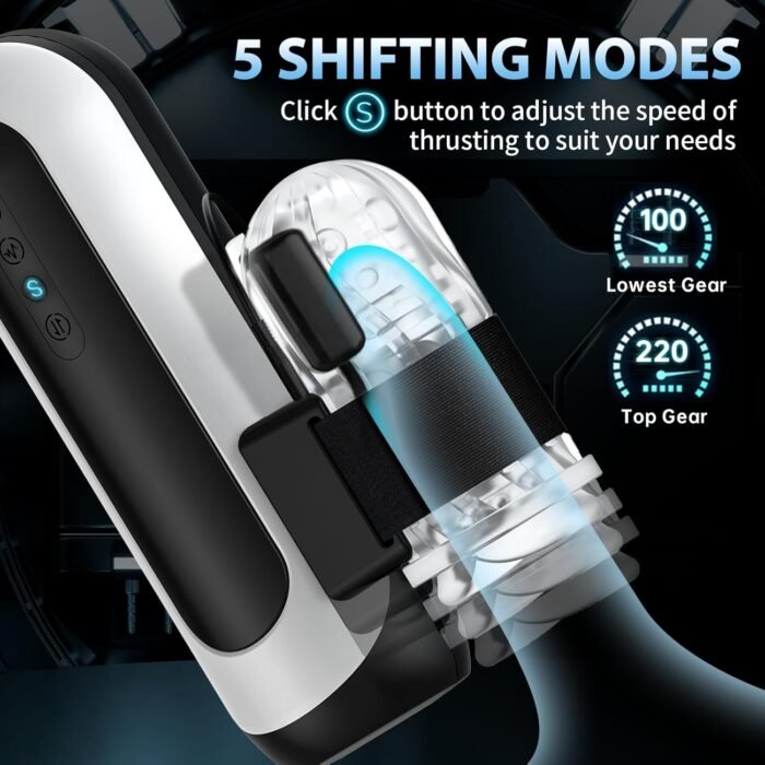 Automatic Penis Pump Male Sex Toy Sex Toys for Men Automatic Male Masturbator,Male Sex Toys with 6 Types of Piston Modes 5 Speed Changes + 10 Vibrating (Black&White) - Image 3