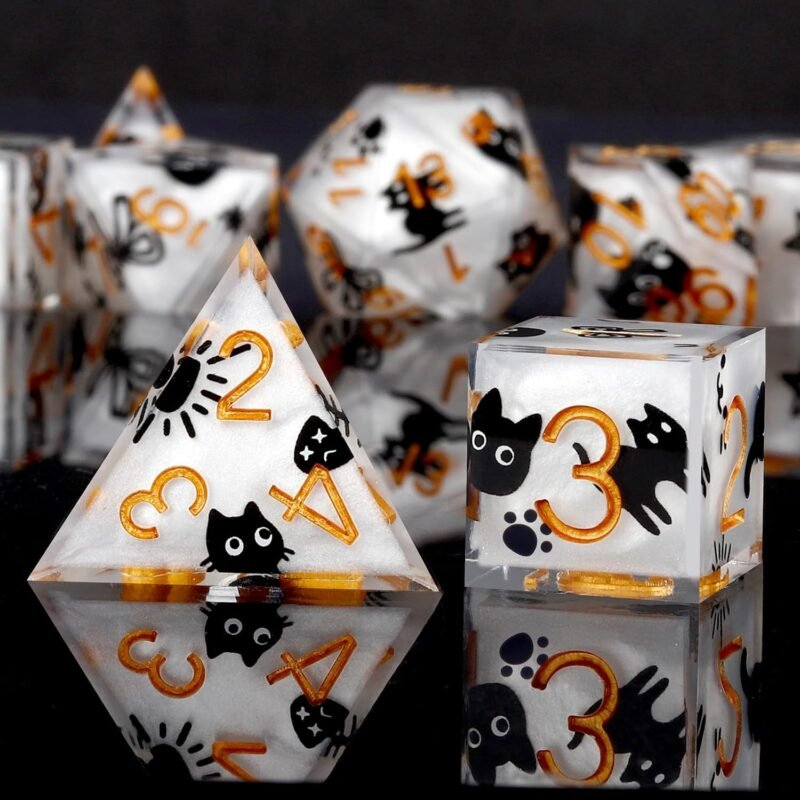 Haxtec DND Dice Set Sharp Edge Resin Dice Set with Dice Case, D and D Dice, Polyhedral D&D Dice Set for Dungeons and Dragons TTRPGs DND Gift