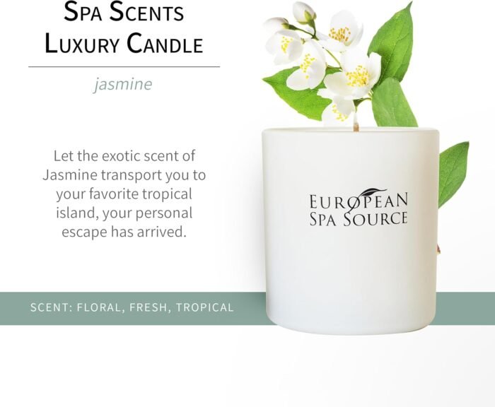 Jasmine Luxury Candle for Aromatherapy, Soy Wax Candle, Hand Poured, at Home Spa Experience Promoting Relaxation, 45 Hours of Burn Time - Image 2