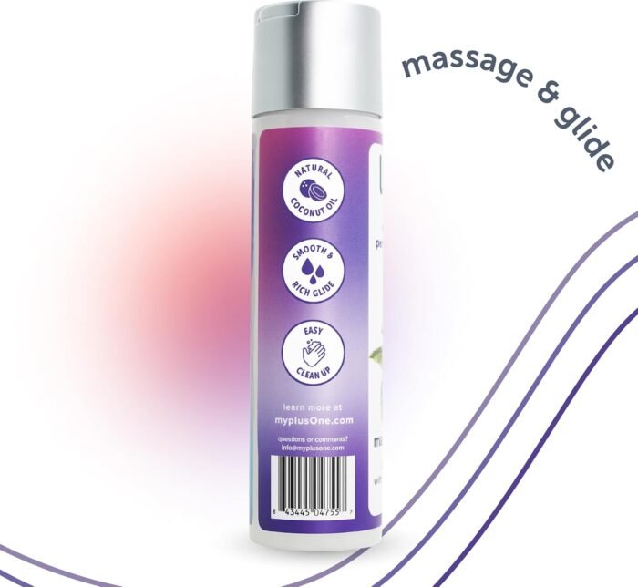 plusOne Massage & Glide 2-in-1 Lubricant, Water-Based Lube with Coconut Oil, pH-Balanced, Non-Sticky, Condom and Toy Safe, 4 Fl Oz - Image 3