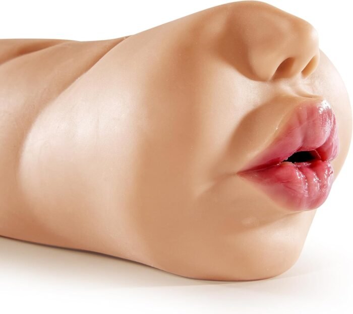 oyiyeyiyo Realistic Mouth Male Masturbator, Deep Throat Pocket Pussy Blow Job Stroker with Teeth and Tongue, Male Sex Toys for Men Masturbation, Sex Doll Adult Toy for Oral Sex (Light Brown)