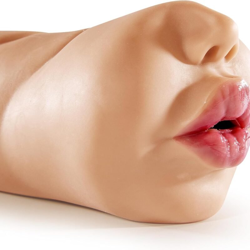 oyiyeyiyo Realistic Mouth Male Masturbator, Deep Throat Pocket Pussy Blow Job Stroker with Teeth and Tongue, Male Sex Toys for Men Masturbation, Sex Doll Adult Toy for Oral Sex (Light Brown)