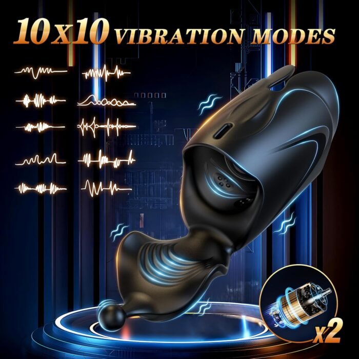 Automatic Male Masturbators - Double Action Penis Training Vibrator with 10 Modes, Vibrating Strokers Glans Penis Trainer Stimulator, Male Adult Sex Toys for Men, Mens Sex Machine Games Pleasure - Image 2