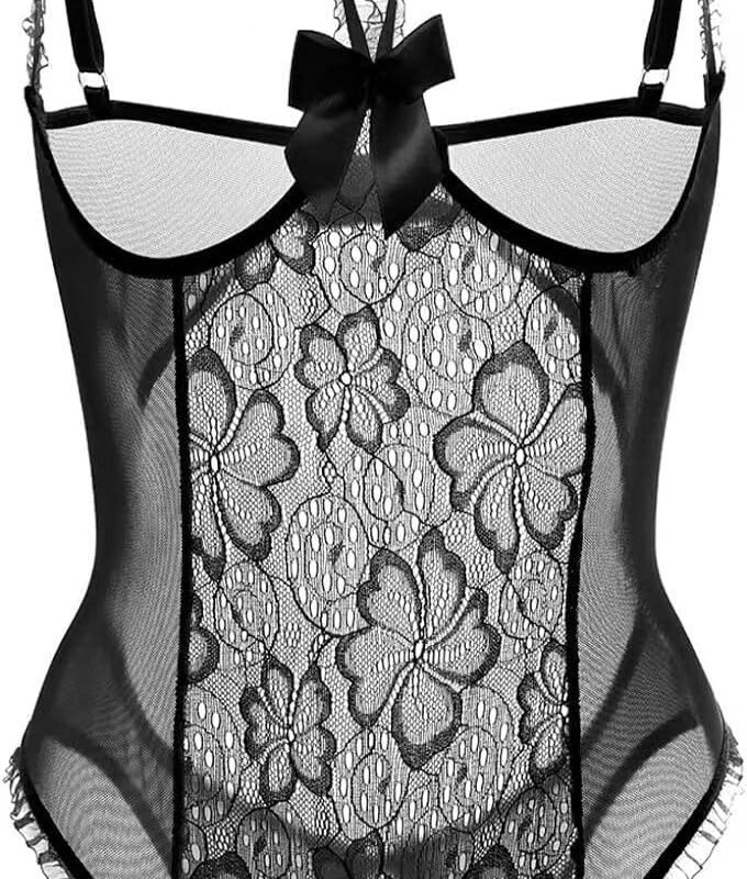 Lingerie for Women Sexy Teddy One-Piece Lace Babydoll Bodysuit Nightie Plus Size