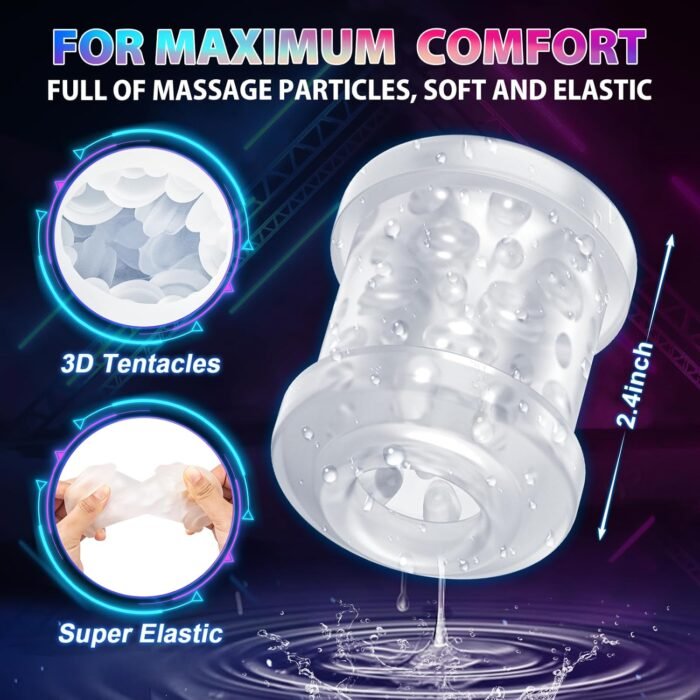 Automatic Male Masturbator, Foreglad Stroking Male Masturbators Cup with 7 Powerful Thrusting & Vibrating Modes, Blowjob Machine Pocket Pussy for Men, Dual Open-Ended Penis Sex Toys for Men（White） - Image 4