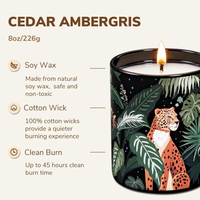 Goodpick Cedar Ambergris Candles for Men, Soy Candles for Home Scented, Fathers Day, Stress Relief, 8oz - Image 4