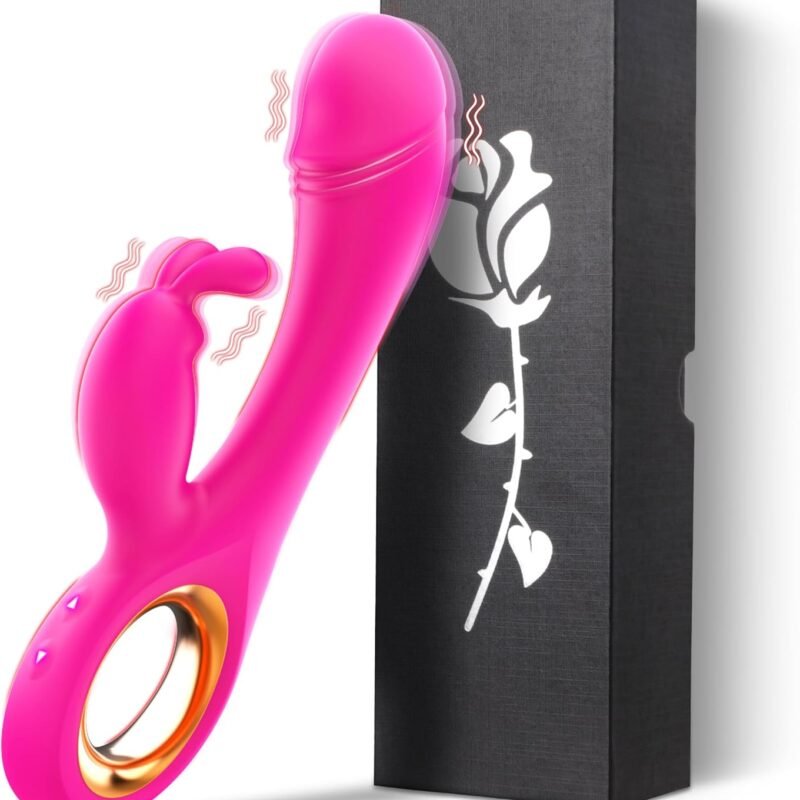 Rabbit Vibrator Sex Toys for Women, Ablushgirl G Spot Clitoral Anal Nipple Vibrating Realistic Dildo Stimulator with 7 Powerful Independent Modes, Adult Sex Toys for Women or Couples (Pink)