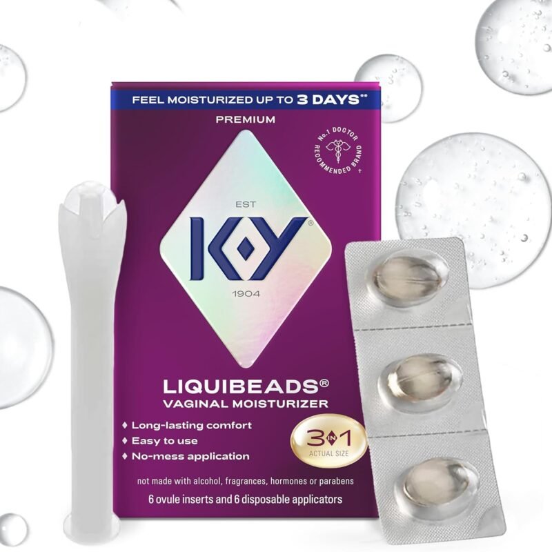 K-Y Personal Lubricant, Liquibeads Vaginal Moisturizer, 6 Bead Inserts and 6 Applicators to Supplement a Woman's Natural Moisture for Comfort and Sex (Packaging May Vary)