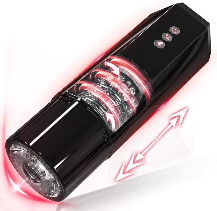 Adult Sex Toys Male Masturbator, Automatic Male Sex Toys for Men with 7 Vibrator & 3 Thrusting Modes, Male Masturbator with 3D Large Particle Inner, Adult Toys for Men (Black)