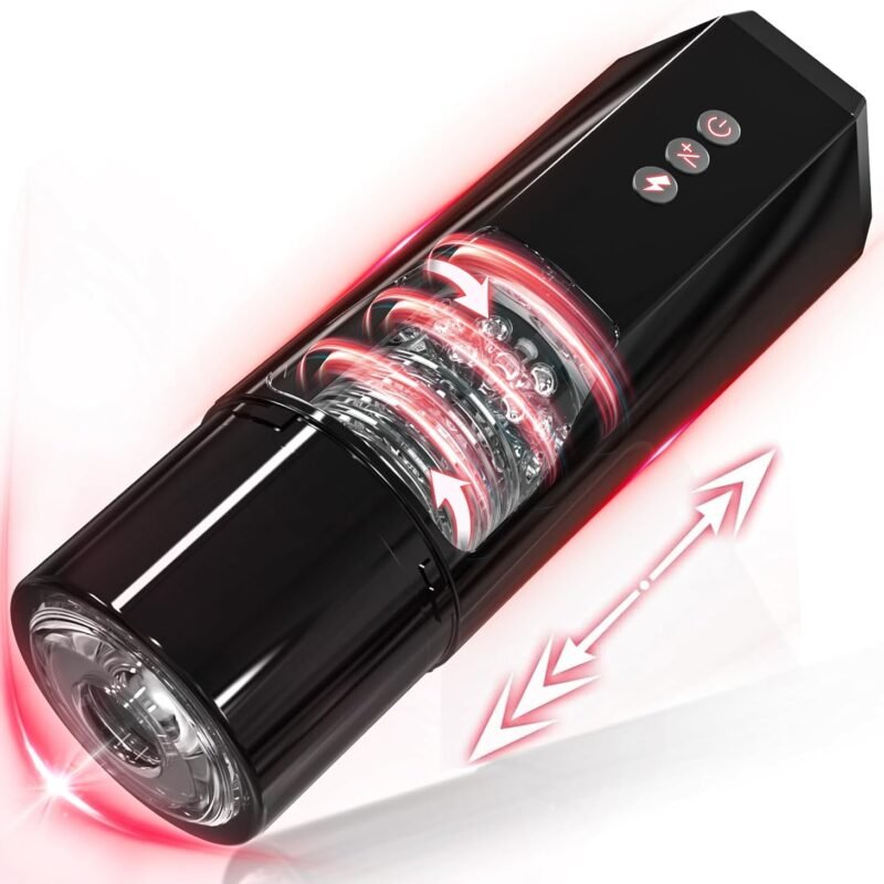 Adult Sex Toys Male Masturbator, Automatic Male Sex Toys for Men with 7 Vibrator & 3 Thrusting Modes, Male Masturbator with 3D Large Particle Inner, Adult Toys for Men (Black)