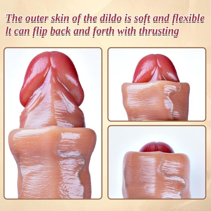 17.7 * 1.8 inch Dual Headed Huge Movable Dildo for Men Women, Long Realistic Silicone Skin Penis Extra Large XL Dual Glans Flexible Dildo, Thick Anal G-Spot Dildos Sex Toy for Couples Lesbian Gay Game - Image 3