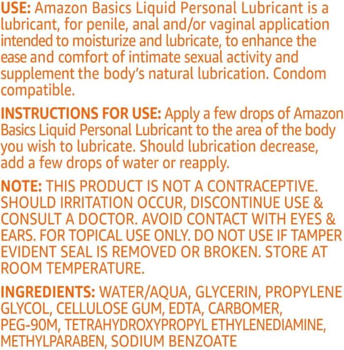 Amazon Basics Liquid Water Based Lube, 5 Fluid Ounce, Natural Feeling Personal Lubricant, Easy to Clean, Toy Friendly, Condom Compatible, 1 Pack - Image 6