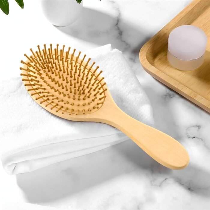Exotic Tropical Leaves White Wooden Hair Brush with Rubber Cushion, Ergonomic Massage Bristles for All Hair Types - Image 7