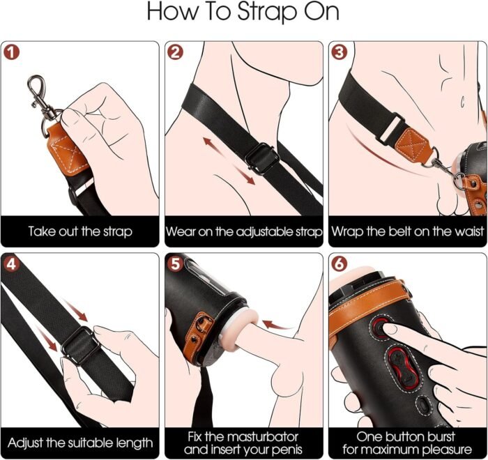 Automatic Male Masturbators Cup - Hands Free Visible Masturbator Cup Blowjob Machine with 10 Thrusting & 2 Realistic Sleeves & Wearable Strap Adult Sex Toys for Men Pleasure | 50db Quiet - Image 6