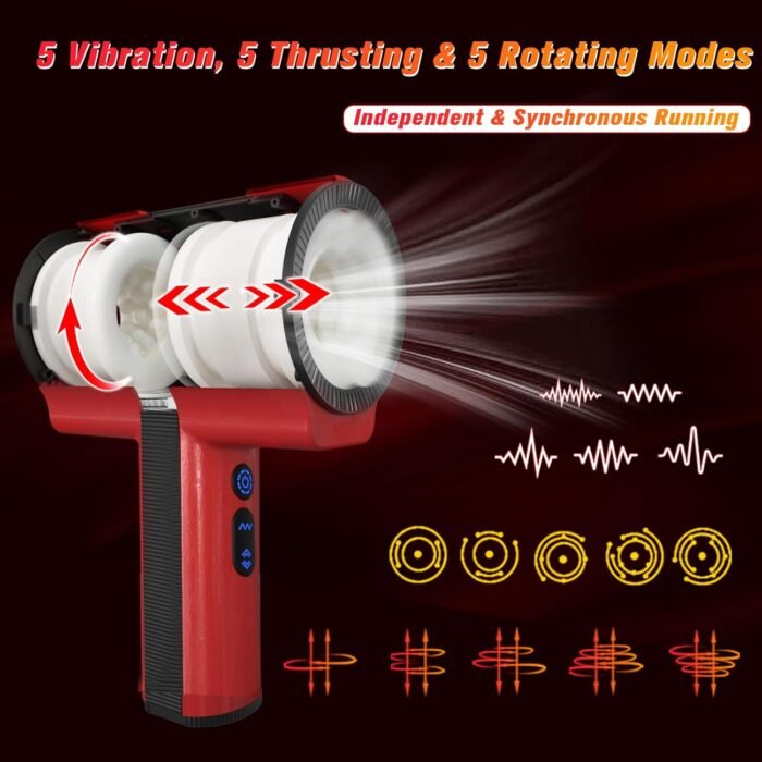 Male Masturbator Adult Sex Toys for Men - Dual-Sleeve Automatic Thrusting Rotating Vibrating Blowjob Sex Machine Oral Sex Toy Stroker Penis Vibrator, MHYNNR Mens Masturbators Cup Pocket Pussy for Men - Image 2