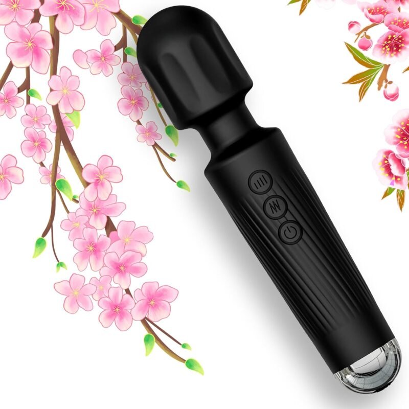 Vibrator Wand Sex Toys,Clit Stimulator Vibrators,Vibrator for Woman,Wand Massager Sex Toy,20 Patterns,8 Speeds of Pleasure,Quiet Adult Sex Toys,Waterproof, for Women Partner Play Gifts (Black)