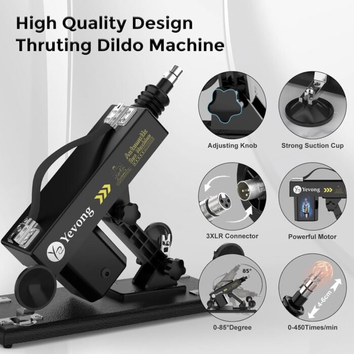 Sex Machine Fuck Machine with 3XLR Connector,Thrusting Dildo Machine with Realistic Dildo for Man,Automatic Love Machine Suction Cup with 5 Attachments Sex Toys for Women - Image 8