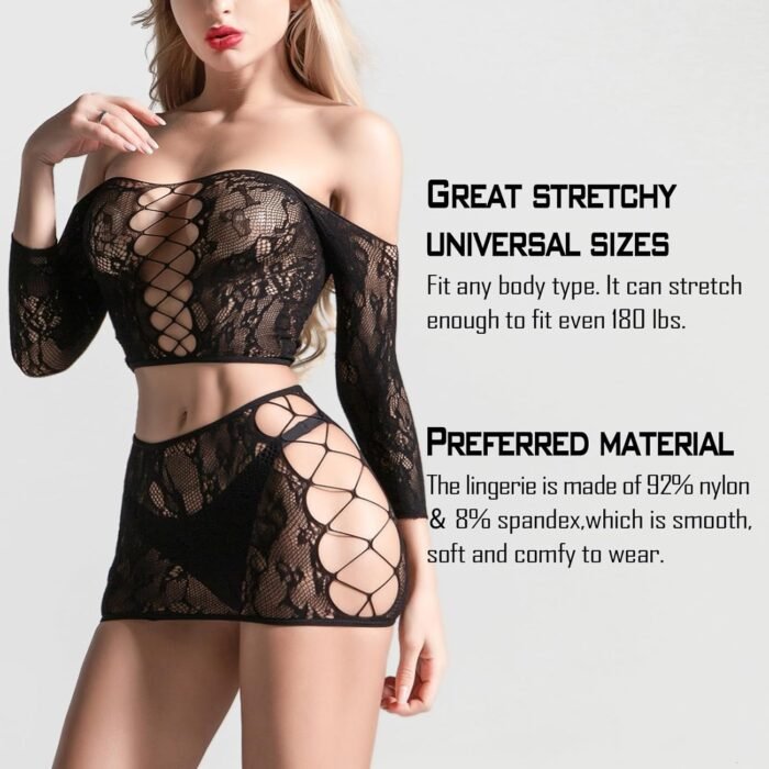 Sexy Lingerie for Women Naughty Fishnet Lingerie Set Bodysuit Outfits Teddy Babydoll Erotic Mesh Women’s Outfits - Image 3