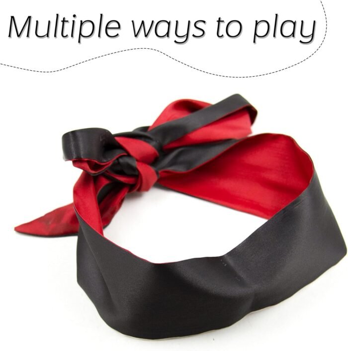 Silk Restraints Soft Blindfold with Dual Sides Design Sex Spanking Paddle Tease Feather Tickler Satin Blind Fold BDSM Bondage Accessories Kit Adult Sexual Toys Games for Couples Women Men - Image 4