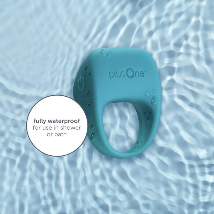 plusOne Vibrating Ring for Couples or Individuals, Body-Safe Silicone, Waterproof, USB Rechargeable, Massager with 10 Vibration Settings, Teal - Image 5
