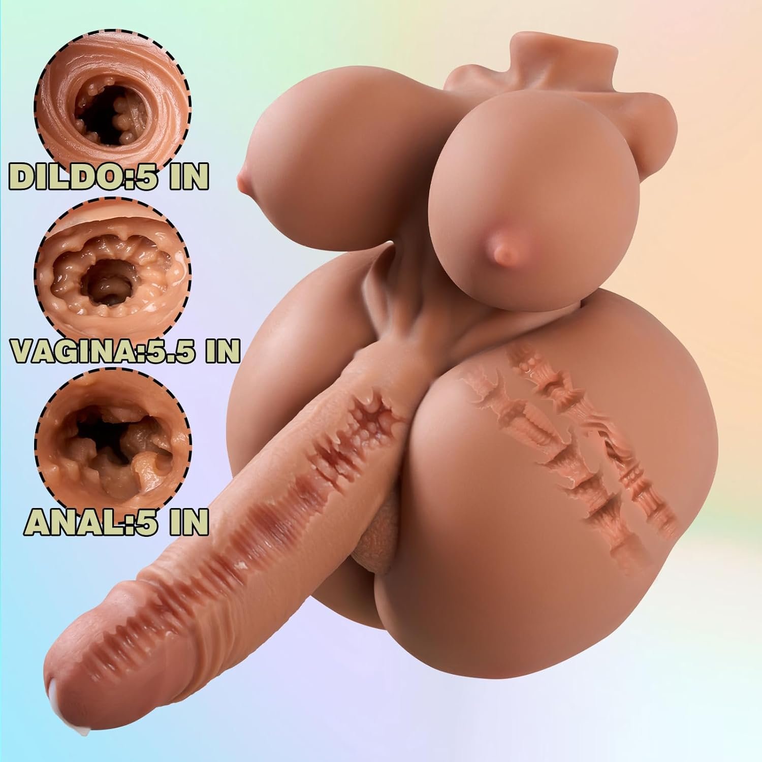 3 in 1 Shemale Sex Doll Trans Sex Toy with Penetrable Dildo and Pussy Ass, FUTA Sex Doll Torso Male Masturbator with Boobs, 3 Channels Male Sex Toys for Men Sex - Image 3