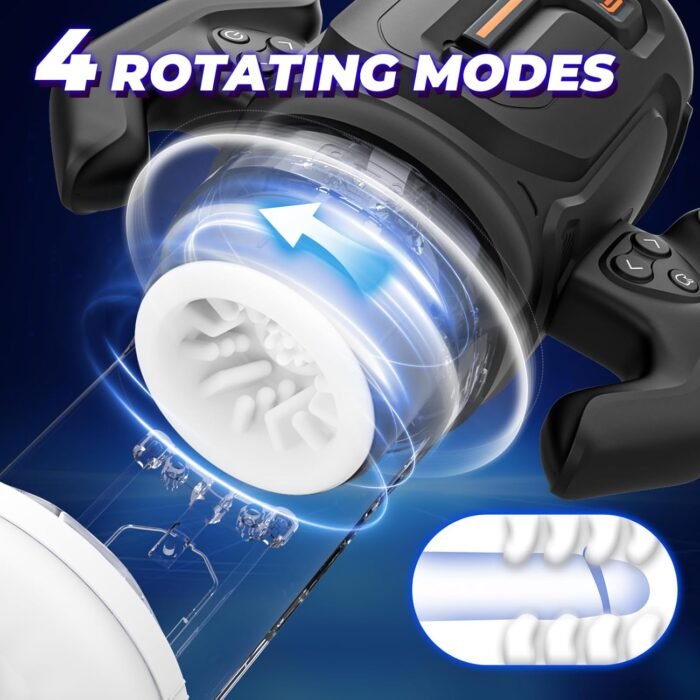 Thrusting and Rotating Male Masturbator - Unique Male Sex Toys Thrusting on Shaft Rotating on Glans for 4 Speeds, Sex Toys for Men with Handles & Digital Display & One-Click Burst, Sergeant Major - Image 3